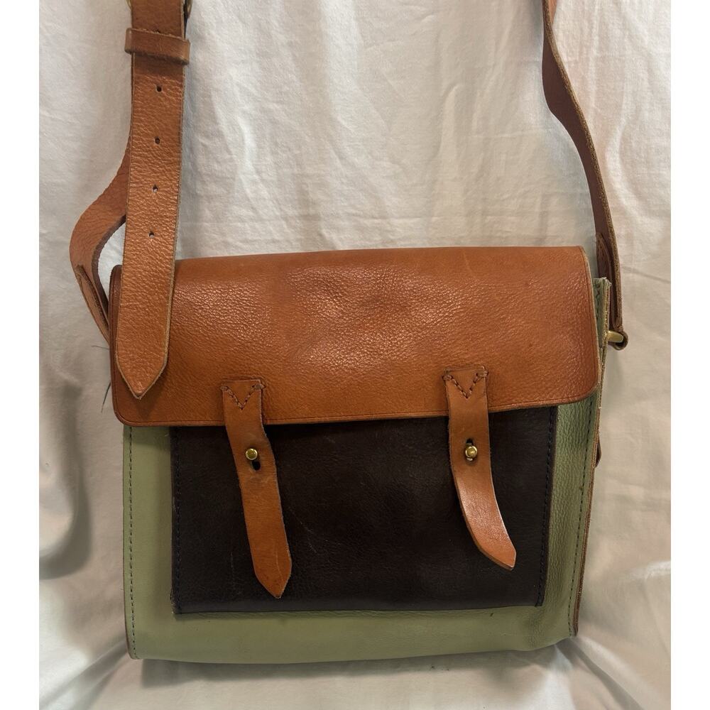 Madewell Tan, Olive & Dark Brown Leather Satchel